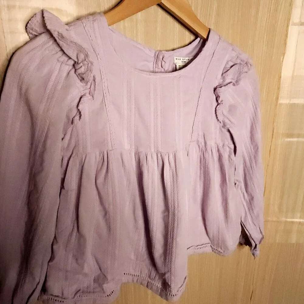 Max Studio Kids Girls Ligh Purple Long Sleeve Blouse 11-12